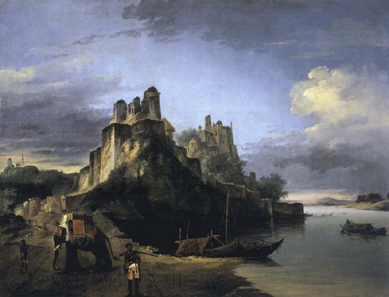 unknow artist A View of the West Side of the Fortress of Chunargarh on the Ganges Spain oil painting art